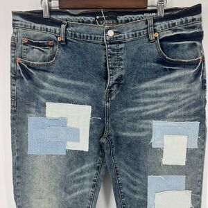Purple Brand Jeans Mens 40 Distressed Denim Light Wash Patch Slim Fit‎